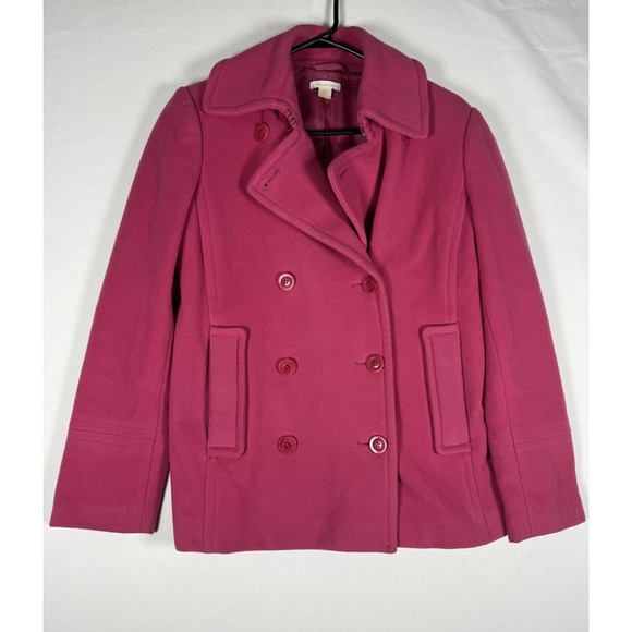 Garnet Hill Jackets & Blazers - Garnet Hill Jacket Women's Size 6 Pink Wool Blend Peacoat Double Breasted Button